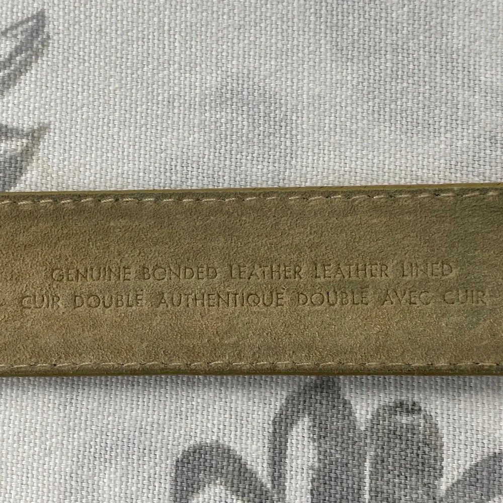 LIZ CLAIBORNE Vintage Leather Belt Taupe Gold Brass Buckle‎  Preppy Prep